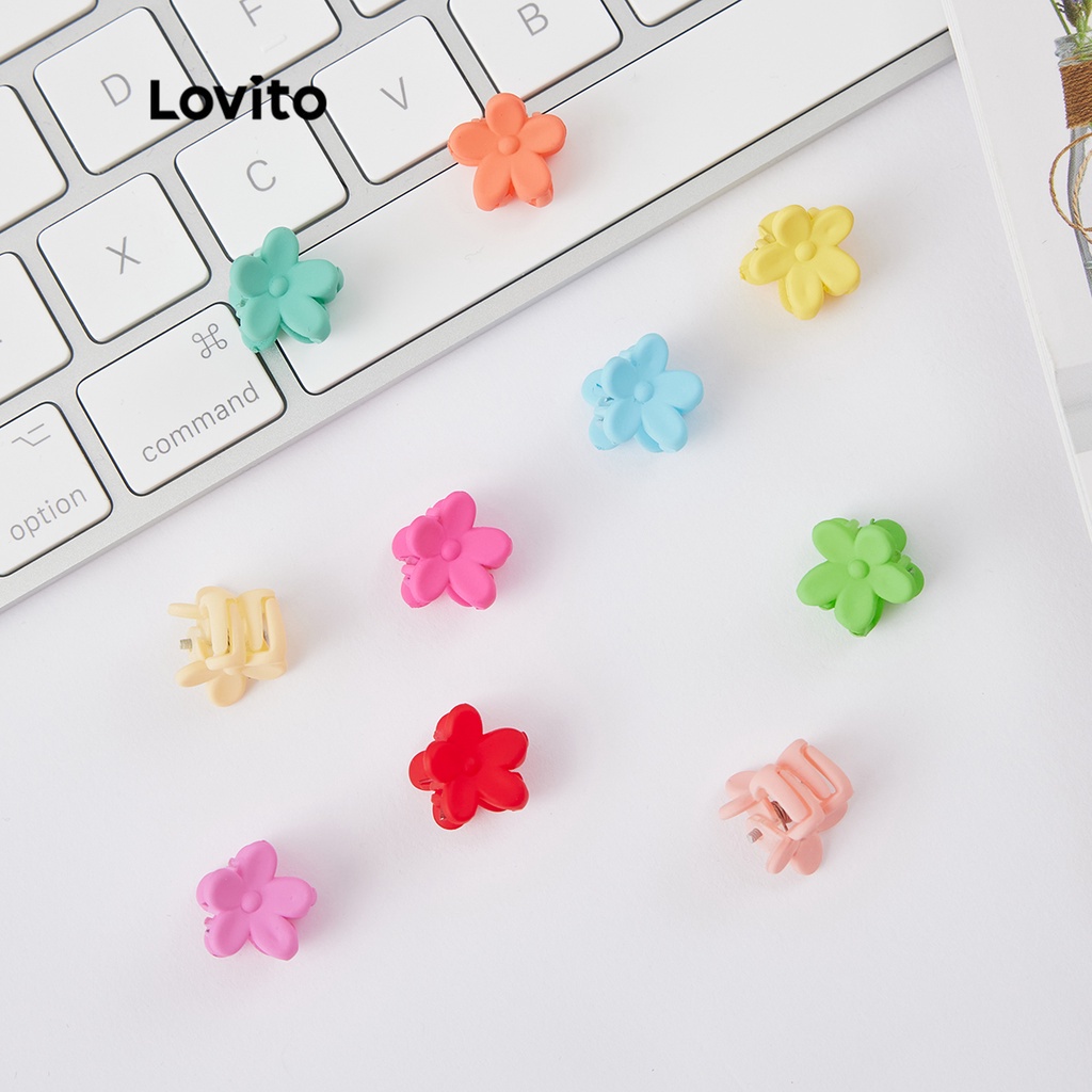 Kẹp tóc Lovito Màu sắc kẹo hoa trơn Gói 50 chiếc có túi zip LL4034 dễ thương (1/2/3/4)
