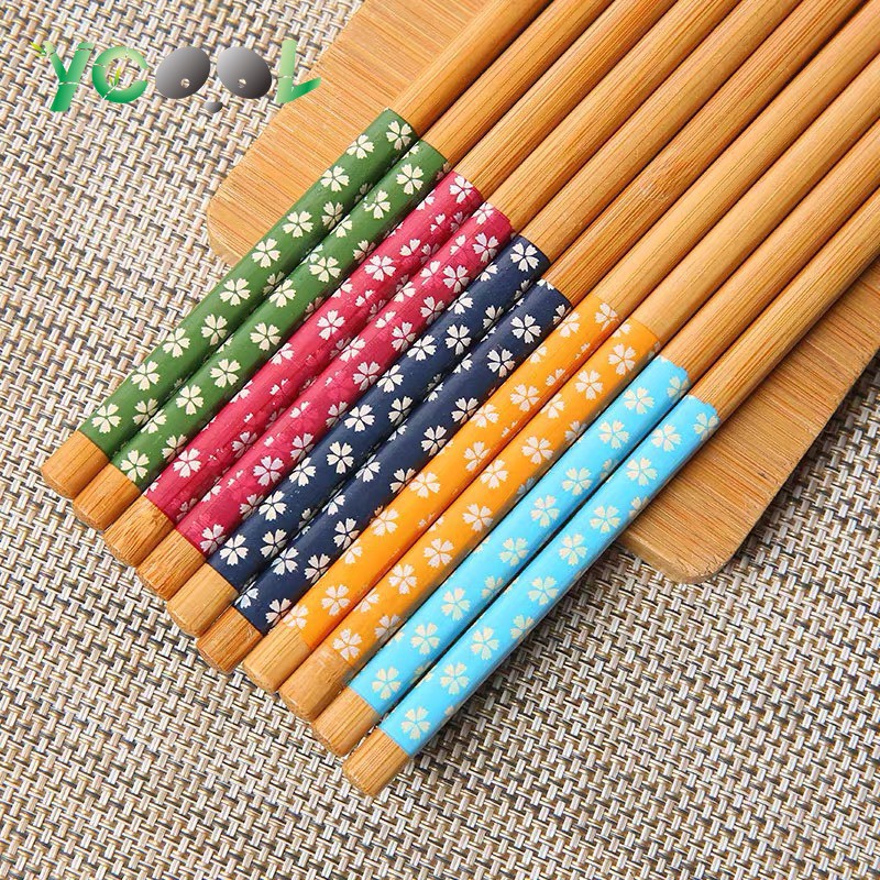 Bộ 10 đôi đũa tự nhiên họa tiết hoa anh đào phong cách nhật bản đũa gỗ