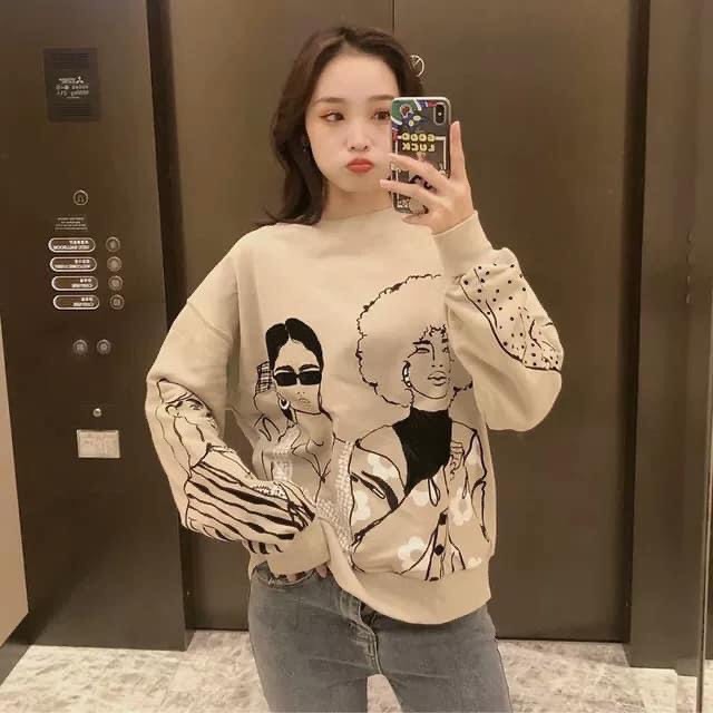 Áo Sweater Nỉ In Hình Cô Gái Áo Thun nữ Dài Tay Cổ Tròn,áo phông unisex | BigBuy360 - bigbuy360.vn