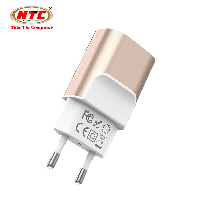 Cốc sạc 2 cổng Hoco C47A Metal chân tròn (MAX 5V-2.1A) - Hàng chính hãng