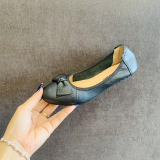 ( Shop Giày Somina ) Búp bê mũi tròn da thật đế cao su dẻo chống trơn MT16
