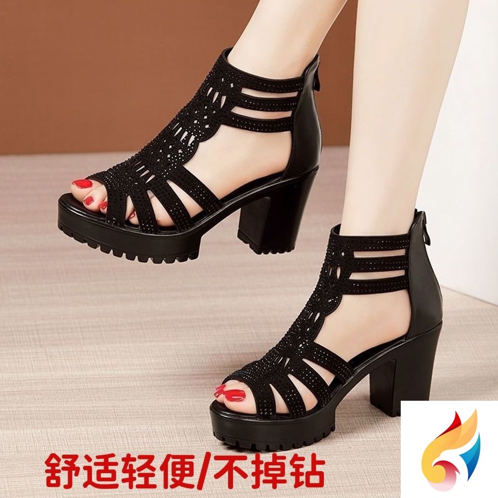 Giày Sandal Cao Gót Đế Xuồng Dày Dặn Chống Thấm Nước Phong Cách Thời Trang Roman 2022 Dành Cho Nữ