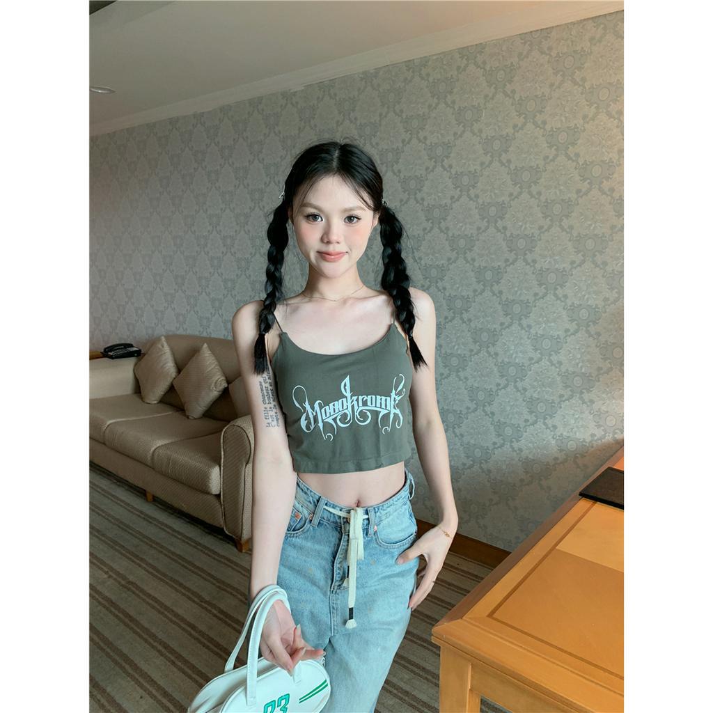 Cocory vn 5 Màu Sắc Áo Croptop Hai Dây Ôm Dáng Vừa Vặn Với Đệm Ngực Cho Nữ