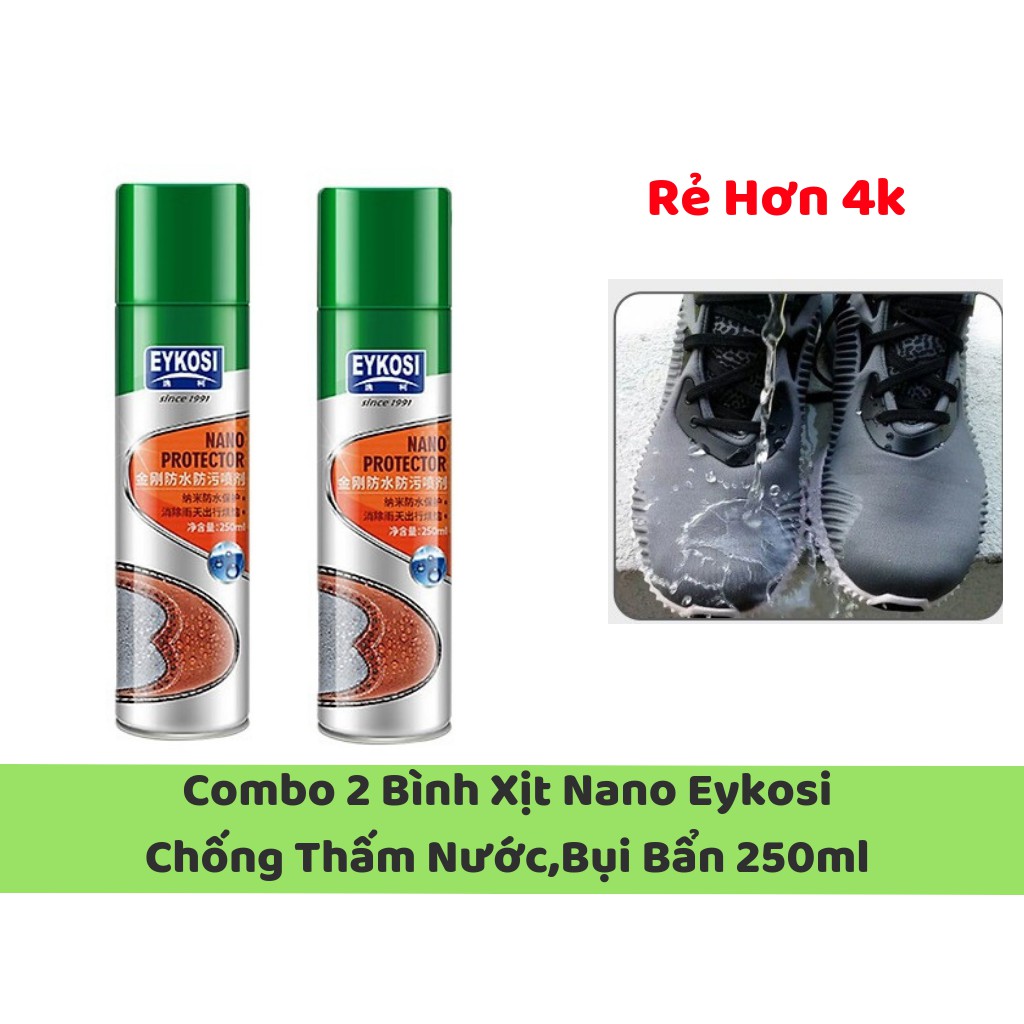 Combo 2 Bình Xịt Nano Eykosi Chống Thấm Nước Cho Giày 500ml