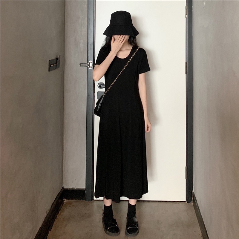 Đầm Thun Xẻ Tà Thời Trang Đơn Giản Cho Nữ