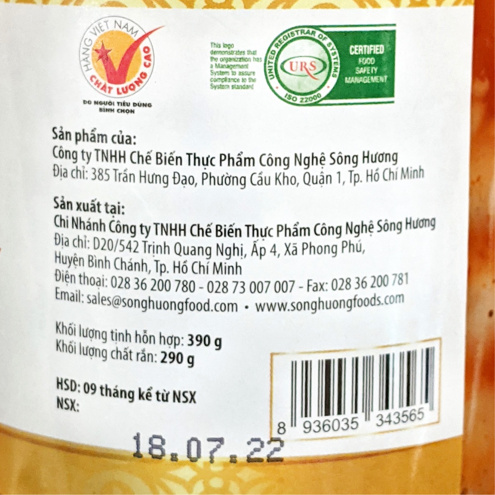 Cà Pháo Chua Cay Sông Hương Foods Hũ 390g - Ăn Kèm Cơm, Bún, Phở, Mì Tôm, Ăn Vặt, Thịt Nướng