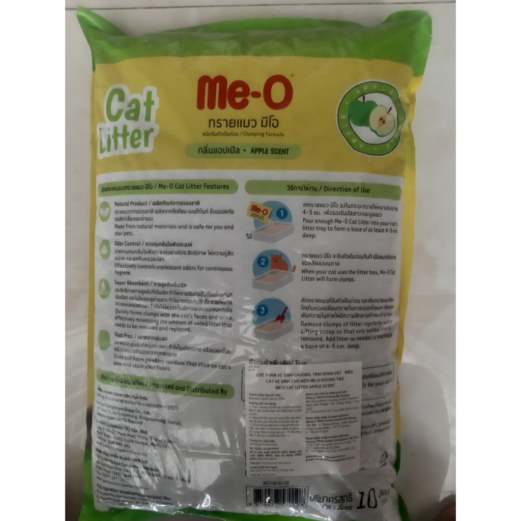 CÁT VỆ SINH CHO MÈO Me-o Hương Táo Túi 10kg Xuất xứ Thái Lan