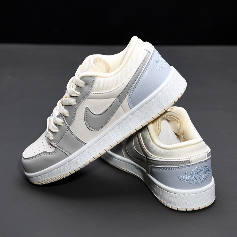 Giày Sneaker Nam Nữ - Giày Nike Jordan JD 1 Low Paris Xám Cổ Thấp Cao Cấp Full Box Bill