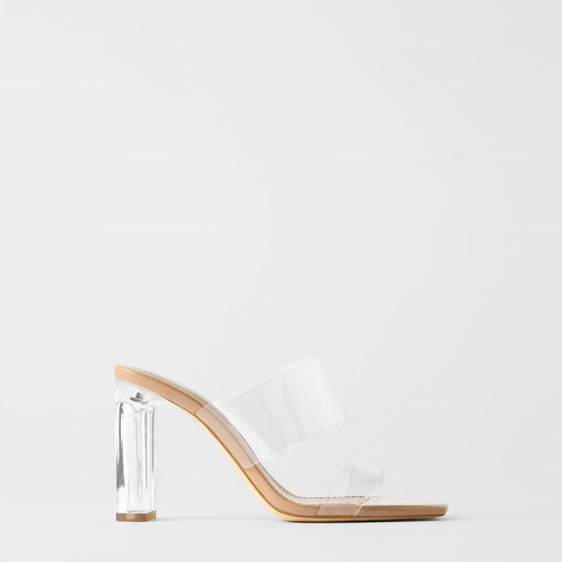 Guốc Cao Gót Zara 6cm and 9cm Quai Trong Suốt Thời Trang Cho Nữ