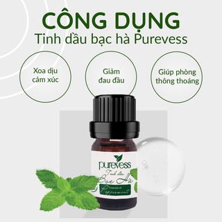 Tinh Dầu Bạc Hà Purevess 5ml | Thơm Phòng, Giúp Tỉnh Táo, Thư Giãn, Tăng Tập Trung, Giảm Căng Thẳng