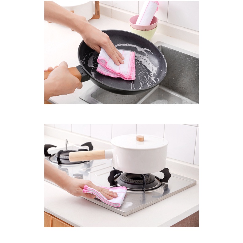 Khăn lau bếp đa năng 2 mặt siêu thấm Khăn Lau Bát Đĩa Sợi Cotton Thấm Hút Nước