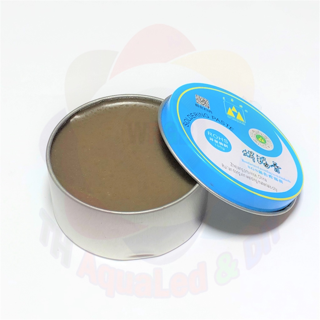 Mỡ hàn chì (thiếc) Đông Kinh 100gr. Hỗ trợ hàn dễ dàng, chống oxy hóa. Dạng hộp thiếc thẩm mĩ