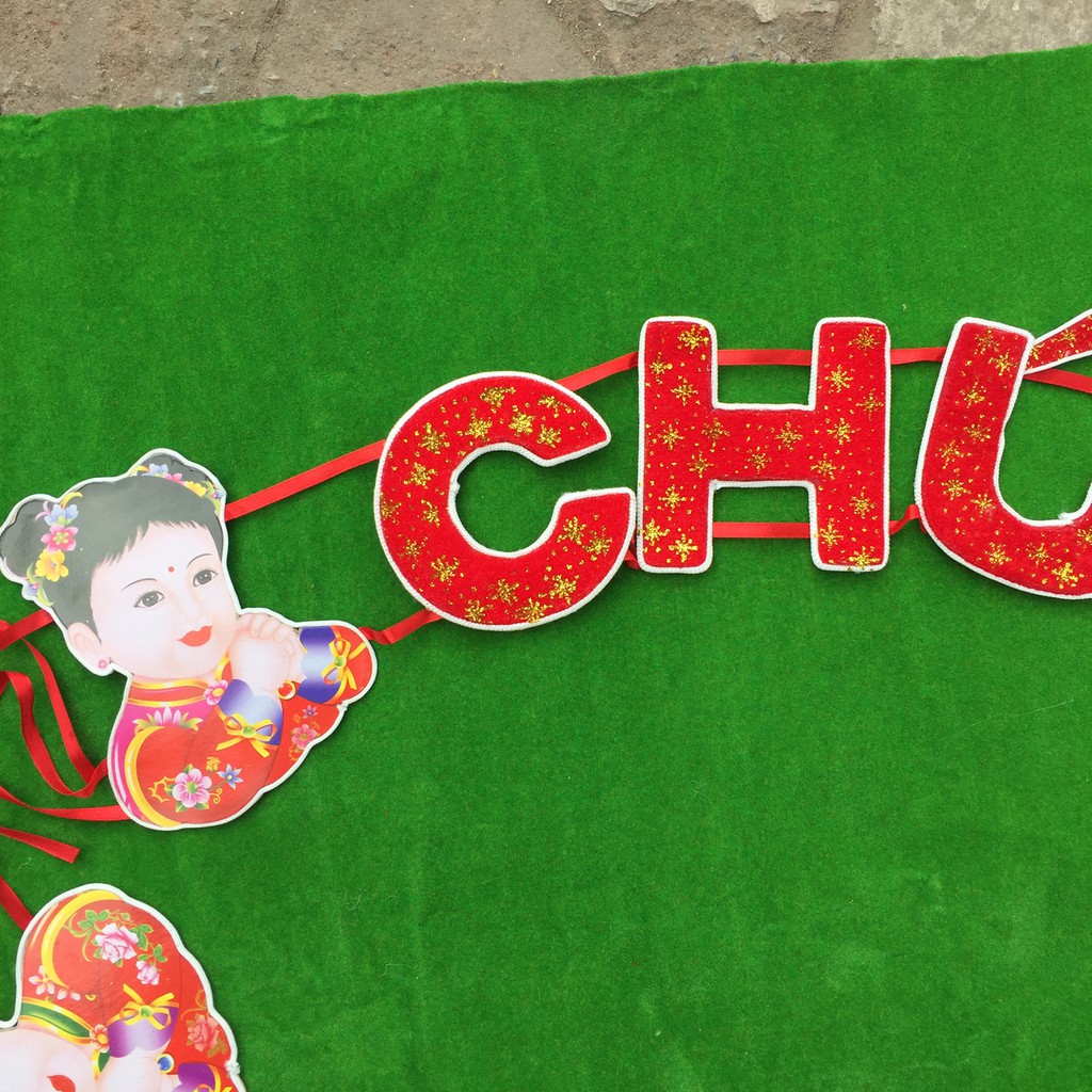 Bộ dây chữ nhung Chúc mừng năm mới trang trí Tết (có 3 cỡ)