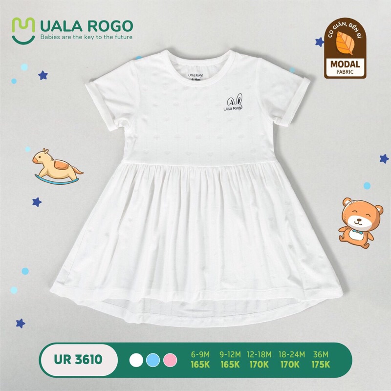 [UALAROGO SALE ]Váy cộc tay  ualarogo cho bé gái chất modal