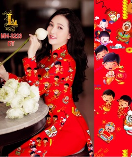 Vải Áo Dài Tằm Ý/ Lụa Nhật Cung Chúc Tân Xuân