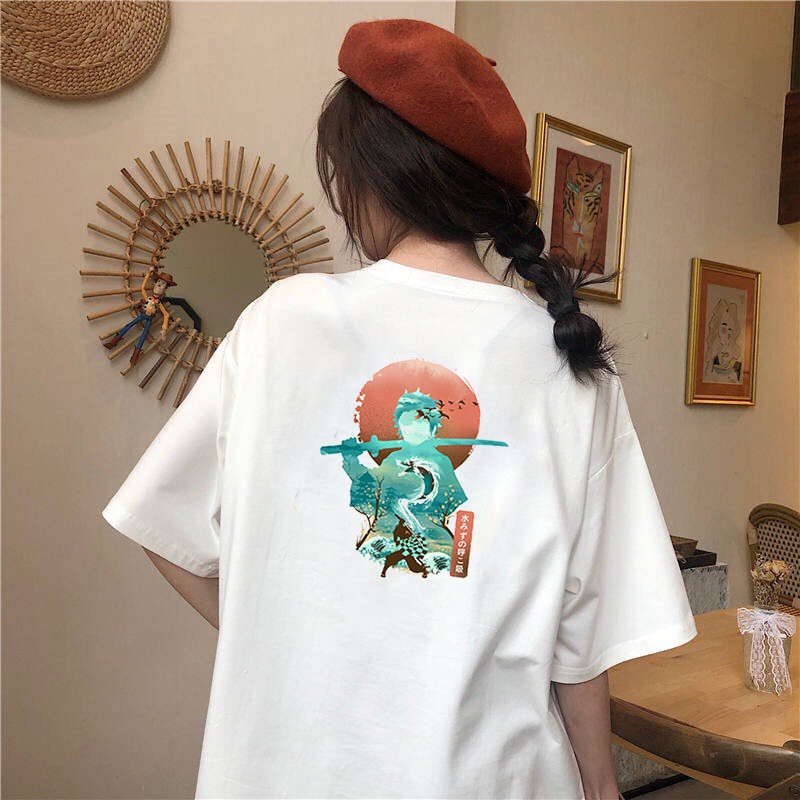 Áo thun tay lỡ form rộng nhân vật họa tiết Nhật Bản vải dày mịn 2020T2428