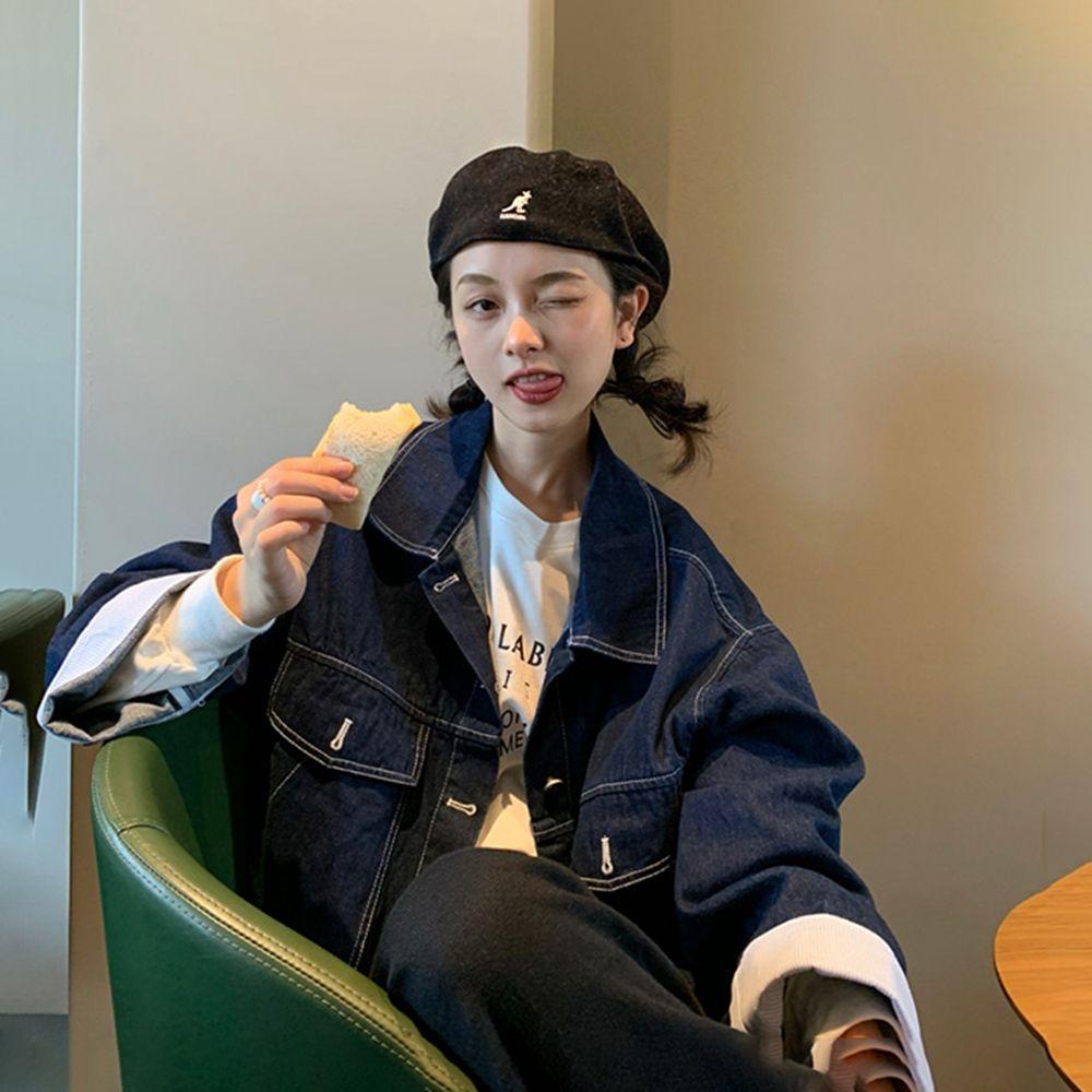 Mũ Beret Hình Kangaroo Phong Cách Anh Quốc Đơn Giản Thời Trang Thu Đông Cho Nữ