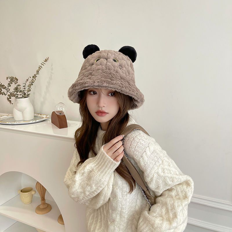 Mũ Bucket Mùa Đông Lông Mềm Mịn Mặt Chuột Micky Đáng Yêu