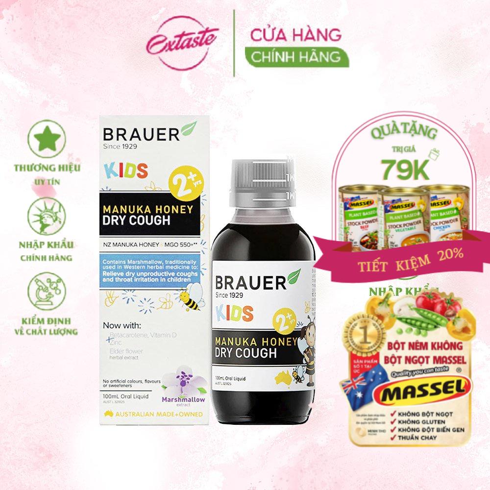 Siro ho mật ong Brauer Kids Manuka Honey Dry Cough 100ml cho trẻ từ 2 tuổi Extaste