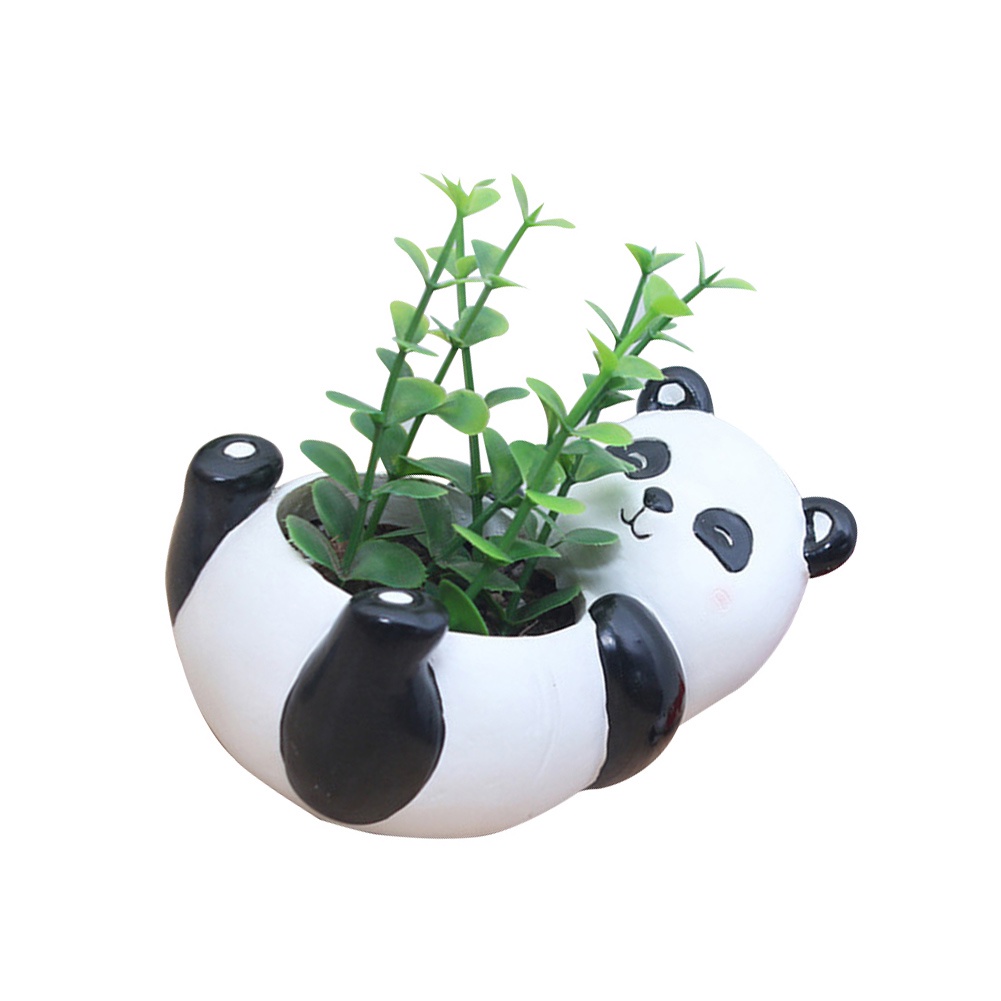 【SPP】Mini Cute Panda Desktop Succulent Plants Flower Pot Home Garden Landscape Decor