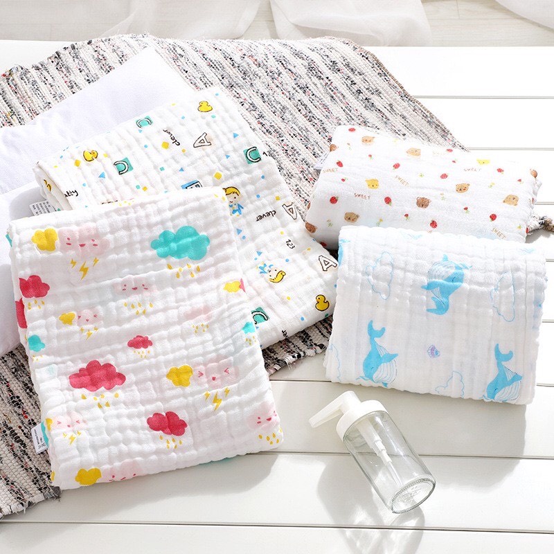 Khăn tắm xô cho bé hàng xuất Nhật 100% cotton 6 lớp đa năng mềm mịn êm ái thấm hút tốt dễ giặt không bong xù