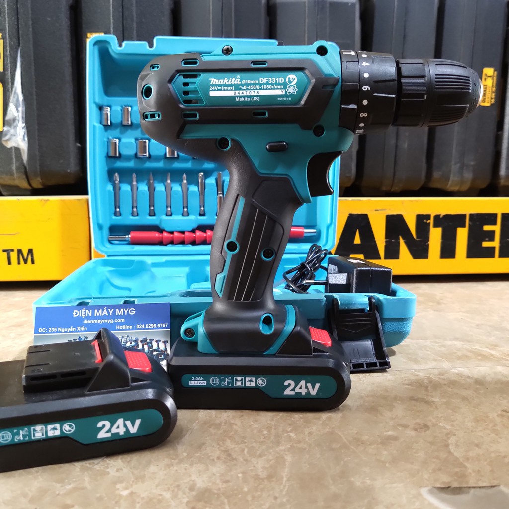 Máy khoan bắt vít pin Makita 24V DF331D kèm phụ kiện