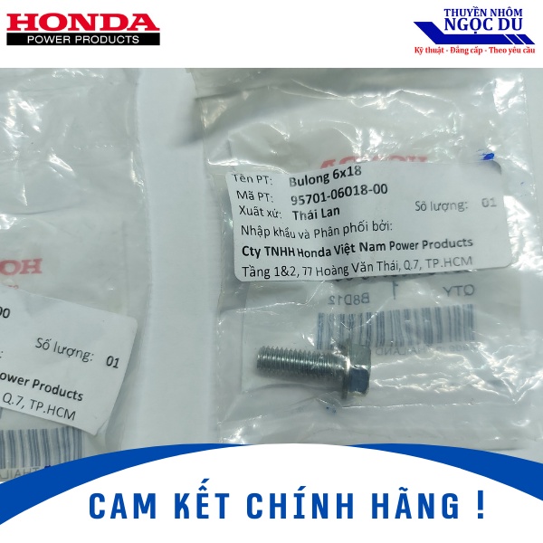 Bulong, Ốc Vít Máy Chạy Thuyền Honda, 6X18, 95701-06018-00, Dùng Cho Động Cơ Xăng Honda GX160, GX200 GX270, GX390,
