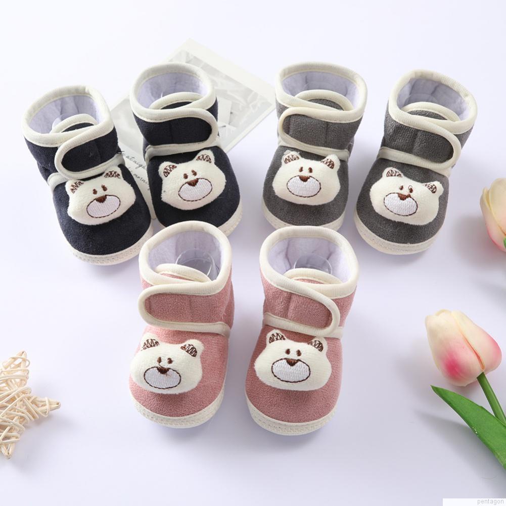 Giày đế mềm hình gấu hoạt hình cho trẻ em từ 0-12 tháng tuổi