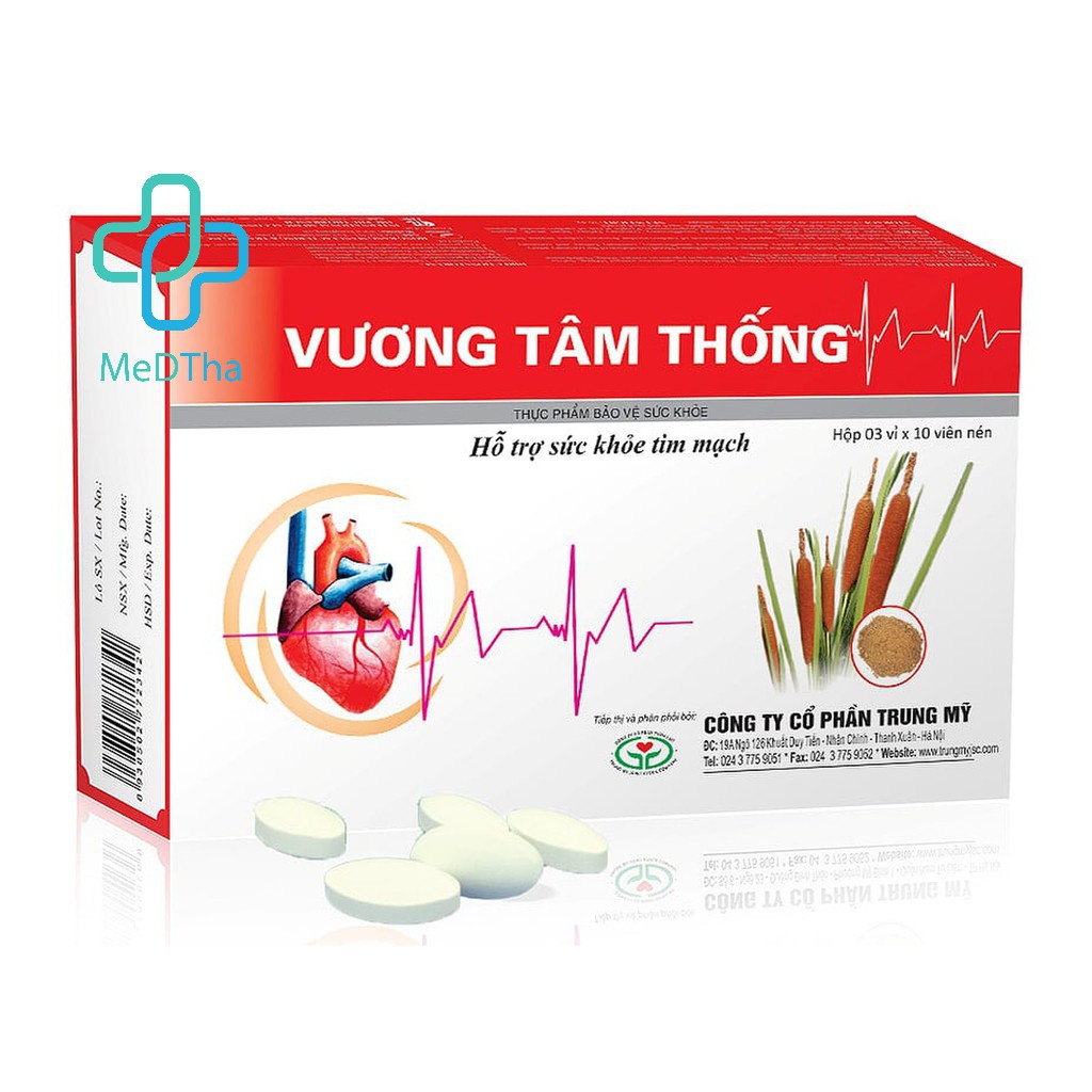 Vương Tâm Thống - Hỗ trợ điều trị Bệnh Mạch Vành, Đau Thắt Ngực, Xơ Vữa Động Mạch (Hộp 30 viên) [Chính Hãng]