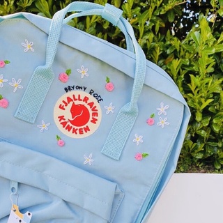Balo Kanken Skyblue tặng pin cài bông cute