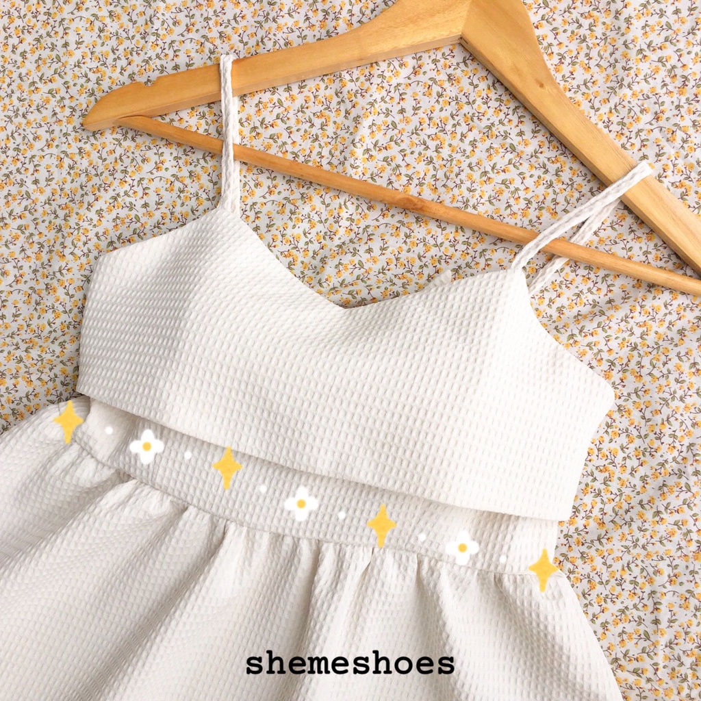 (SALE TẬN GỐC) Daisy Dress_Đầm Hai Dây Thắt Nơ Lưng Full Hai Lớp Kèm Mút Ngực Chất Xốp Hạt Cực Đẹp (Ảnh thật ở cuối)