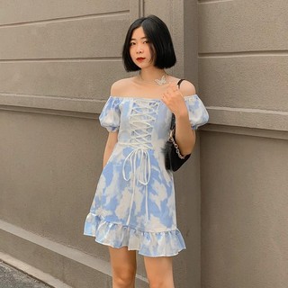 ĐẦM LOAN XANH ĐAN NƠ NGỰC - JANI DRESS