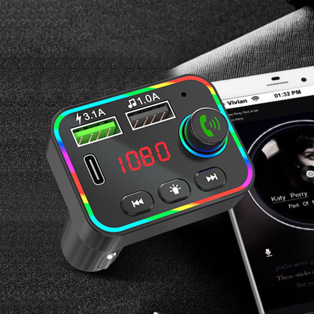 Máy phát MP3 Bluetooth 5.0 không dây rảnh tay 2 cổng usb sạc nhanh Aux hỗ trợ thẻ TF Cd USB Type C