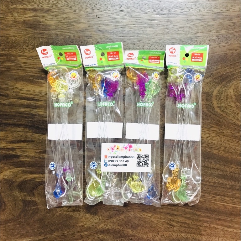Muỗng Khuấy Nhựa - Set 6 cái dài 24cm - Nhựa Hofaco