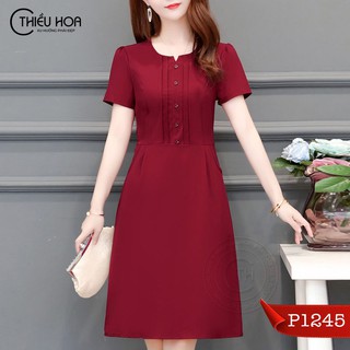 Đầm Trung Niên Cao Cấp THIỀU HOA thiết kế trẻ trung sang trọng chất liệu vải thoáng mát mềm mại  DN0P1245