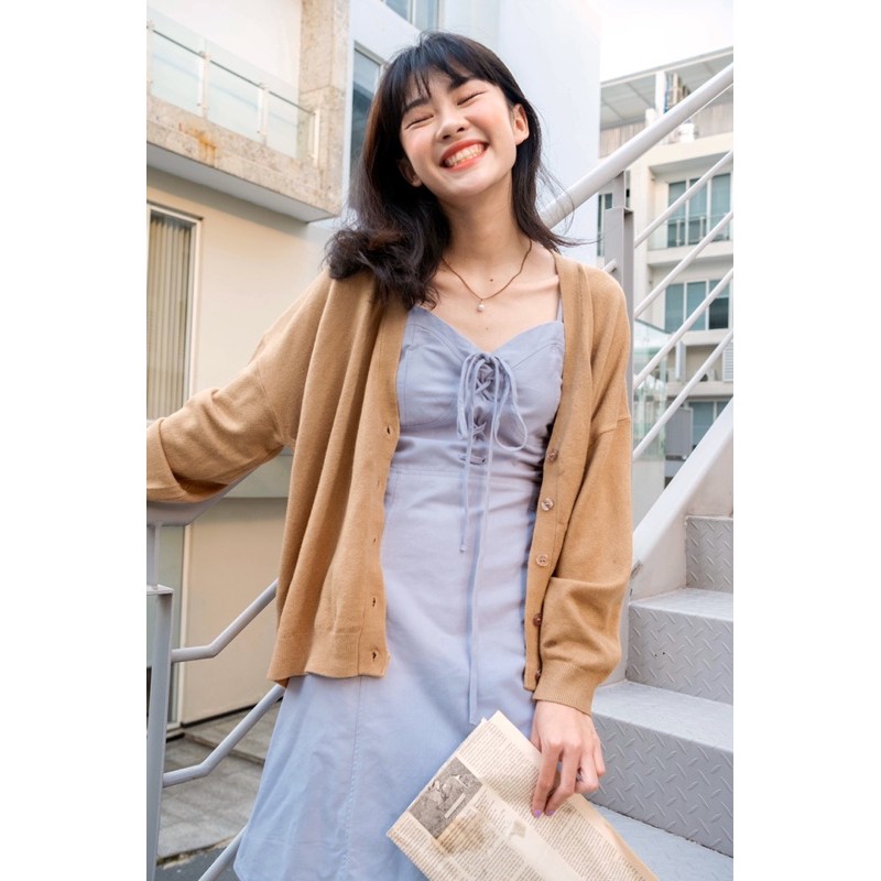 LEN clothing Áo khoác len cardigan mỏng màu nâu 748302 | BigBuy360 - bigbuy360.vn