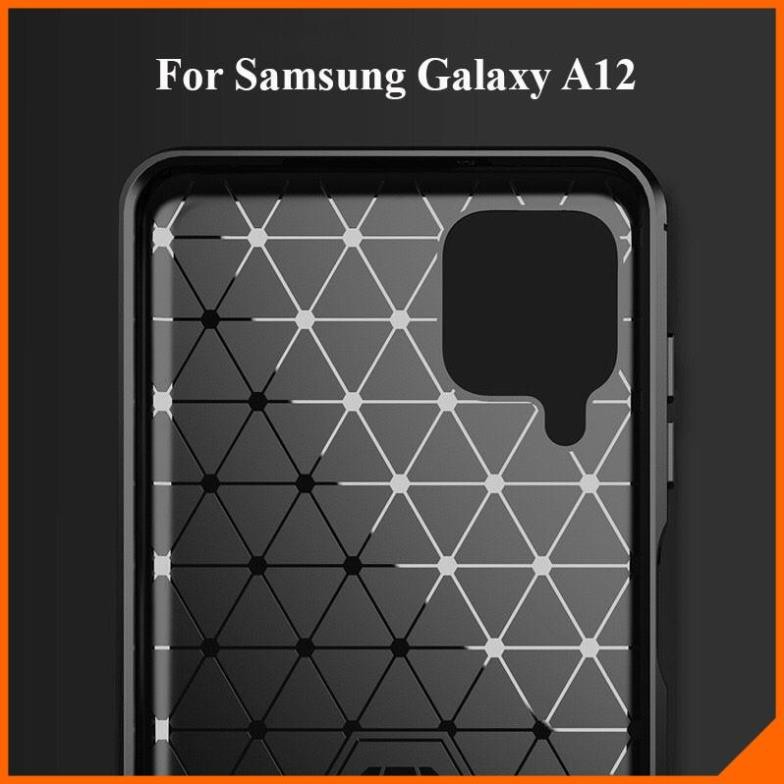 Ốp lưng dẻo Samsung Galaxy A12 / A32 4G / A52 / A72 / A02s vân sợi cacbon chống sốc Rugger Amor