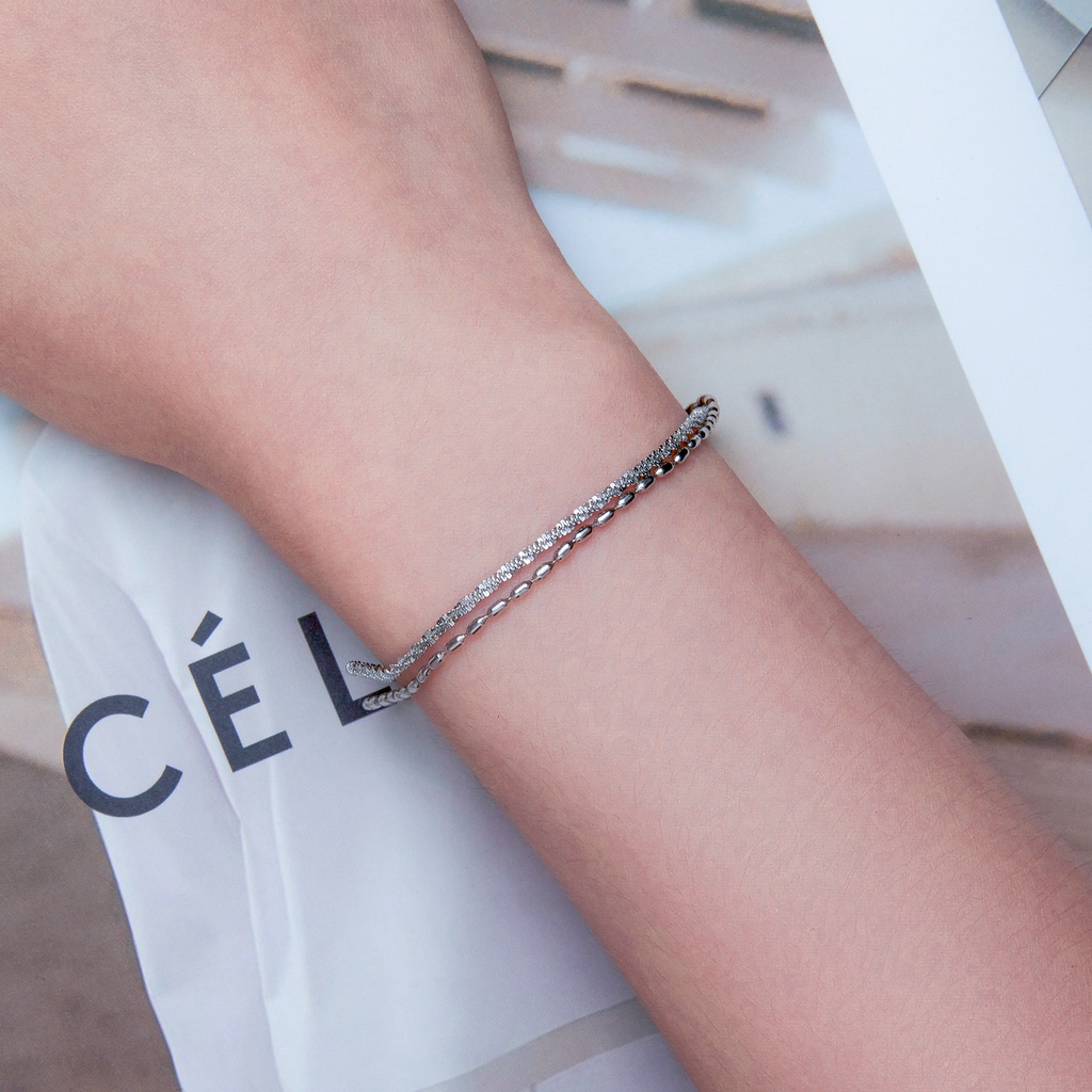 BAMOER Vòng Đeo Tay Xi bạc 925 KiểU DáNg Đơn GiảN Cho CặP Đôi