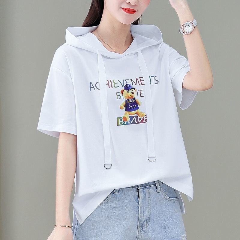 Áo Hoodie Tay Lửng Dáng Rộng Vải Mỏng 2021 Thời Trang Dành Cho Nữ