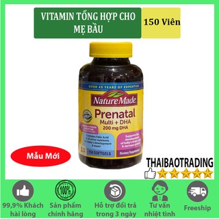 [MẪU MỚI] VIÊN UỐNG VITAMIN TỔNG HỢP CHO BÀ BẦU PRENATAL MULTI + DHA 200mg , 150 viên NATURE MADE