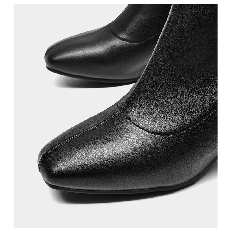 Boot Dusto da mềm, mũi vuông, gót vuông cao 5cm