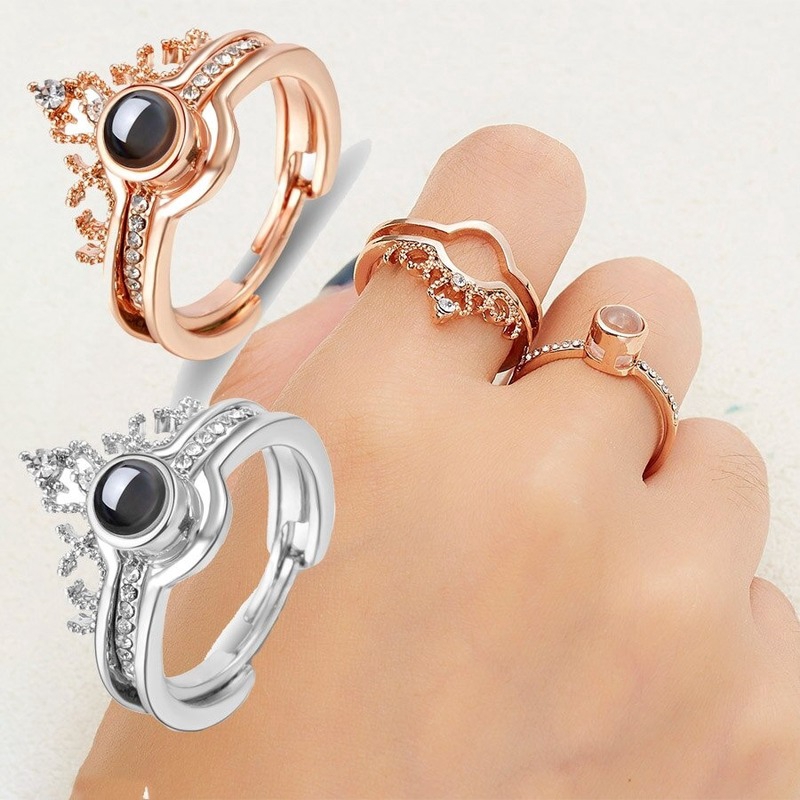 Nhẫn cặp Gmai có chữ I LOVE YOU 100 ngôn ngữ thời trang 2 trong 1 độc đáo