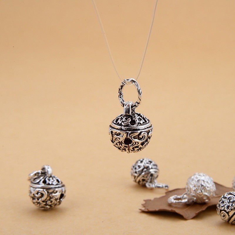 [GIÁ BUÔN] Charm chuông bạc có họa tiết cực đẹp - Hàng bạc loại 1 PH838