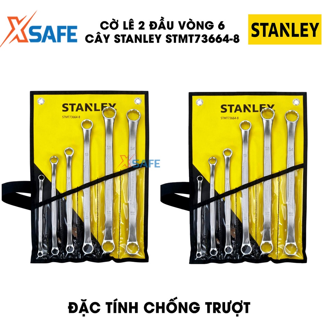 Cờ lê 2 đầu vòng STANLEY STMT73664-8 thép hợp kim cao cấp Bộ 6 cờ lê Stanley size phổ biến, tay cầm thoải mái