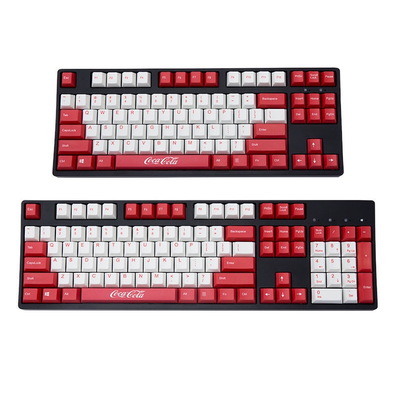 Capturer Coca-Cola keycap màu đỏ và trắng ban đầu PBT thăng hoa anh đào Bàn phím cơ MX8.0 IKBC