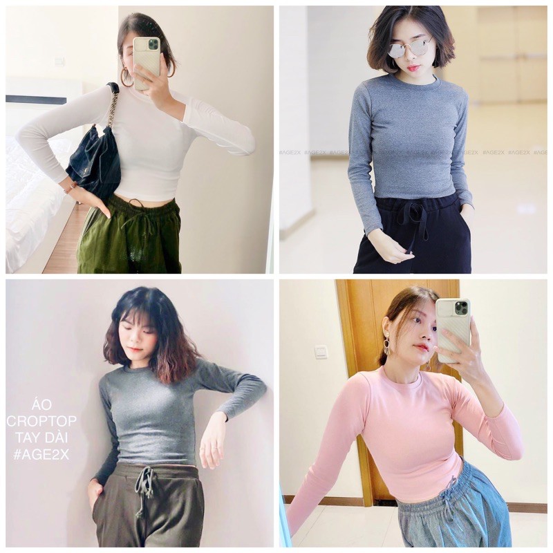 (Ảnh thật) Áo croptop body TAY DÀI chính hãng AGE2X hàng VNXK CHẤT LƯỢNG CAO