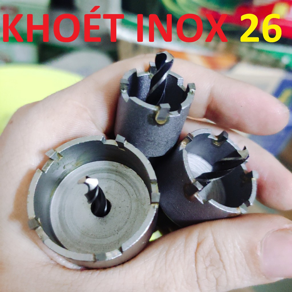 Mũi khoét inox 26 , khoét sắt, nhôm, tôn, đầu hợp kim, mũi khoét kim loại 26mm, hàng phổ thông