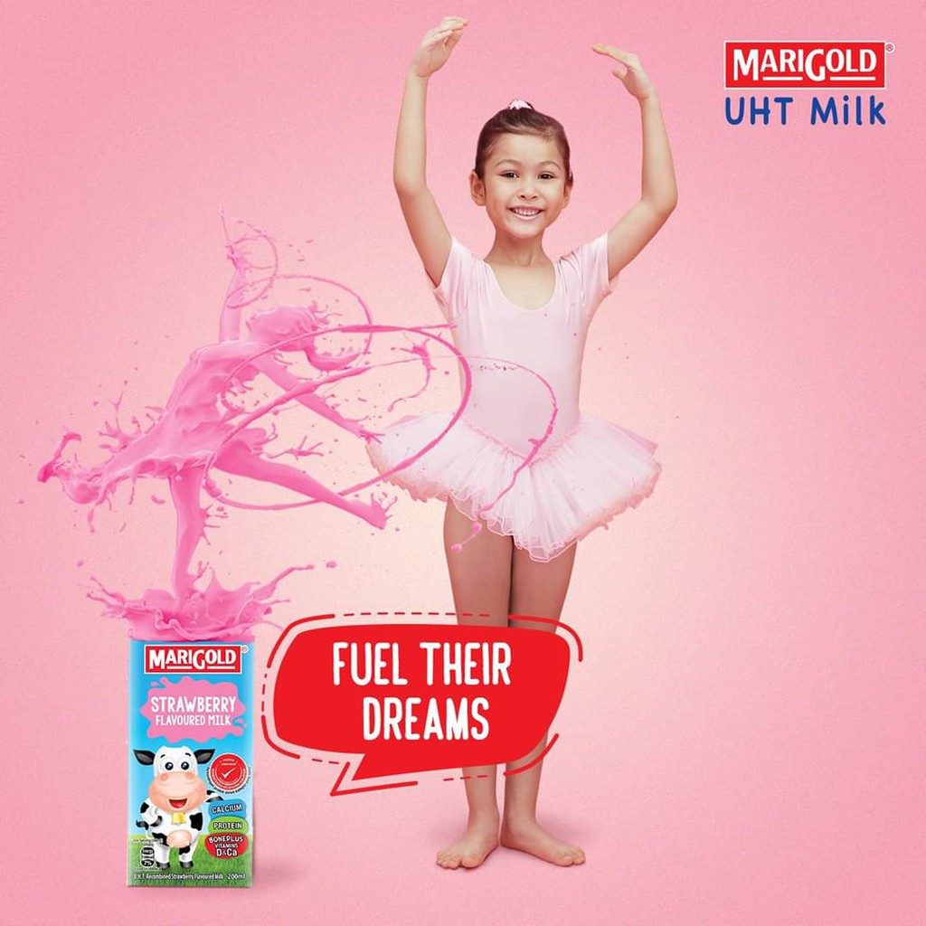Sữa Tiệt Trùng Marigold  vị dâu, lốc 3 hộp 200ml