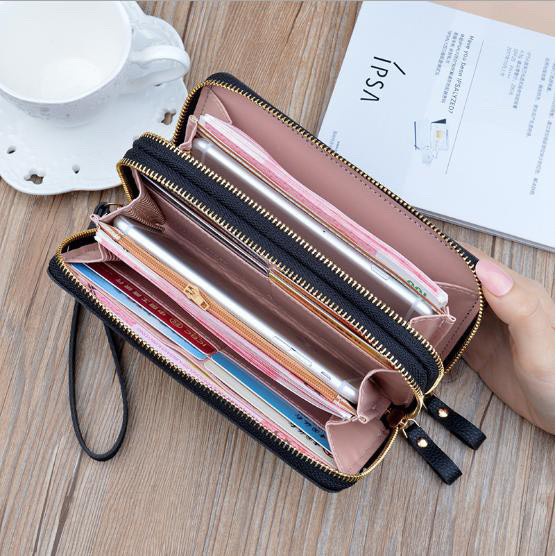 Ví bóp cầm tay hai dây kéo phối 3 màu xinh xắn thời trang giá rẻ Túi xinh 5555
