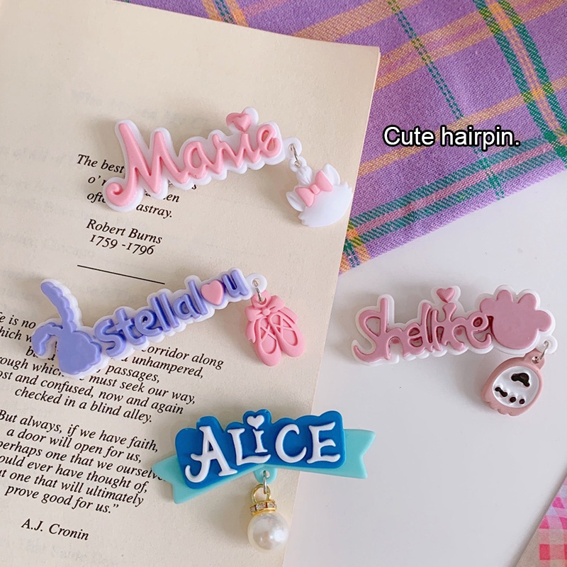 Kẹp tóc hình chữ nhiều màu sắc dễ thương cho nữ